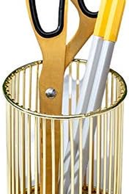 Gold Metal Pen Holder for Desk, Makeup Brushes Cup, Pencil Holders, Office&Home 