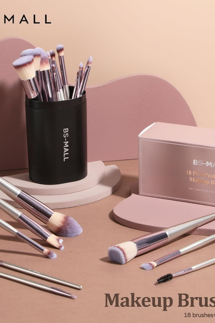 BS-MALL Makeup Brush Set 18 Pcs Premium Synthetic Foundation Powder Concealers E