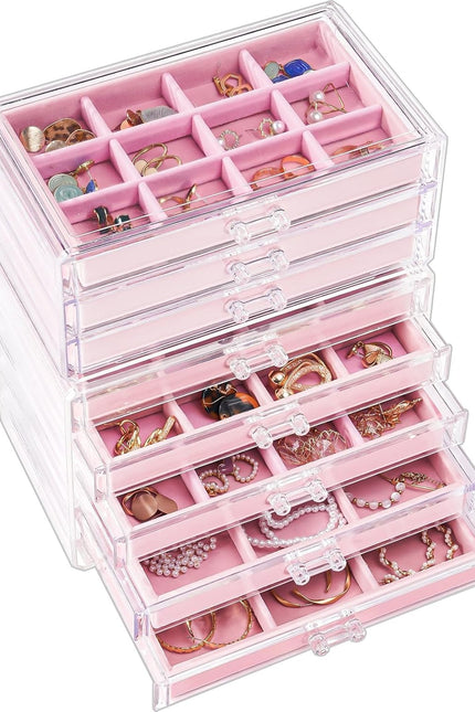 Procase Earring Holder Organizer Jewelry Box with 3 Drawers, Acrylic Clear Earri