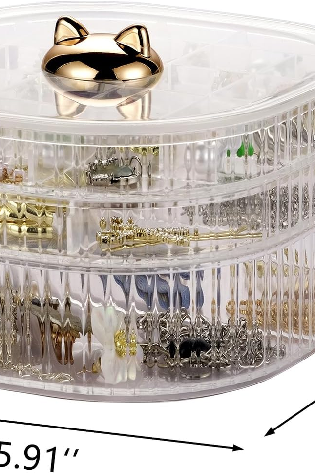 3-Layer Clear Acrylic Jewelry Organizer Box – Stackable Ring & Earring Storage