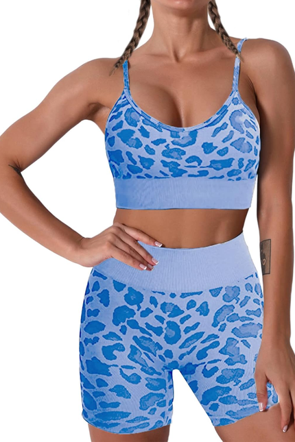 Women Seamless Yoga Set 2 Piece Workout Sport Bra with High Waist Shorts Legging