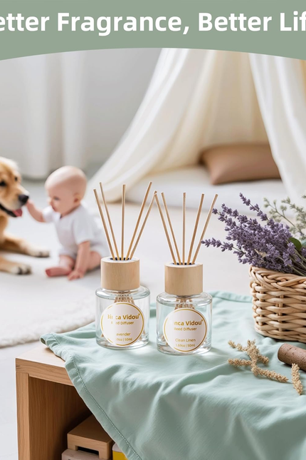 Reed Diffuser Set Lavender & Linen Natural Scent Theme Oil Diffusers with Sticks