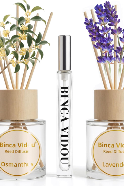 Reed Diffuser Set, Binca Vidou Lavender & Osmanthus Natural Perfume Scent Oil Di