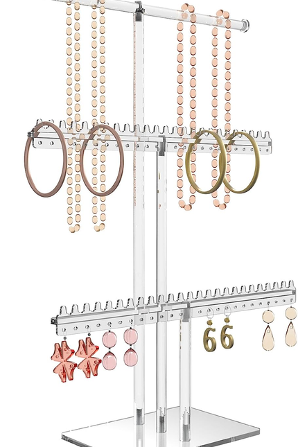 Premium Jewelry Stand, Earring Holder, Necklace Holder Stand, Clear 3-Tier Acryl