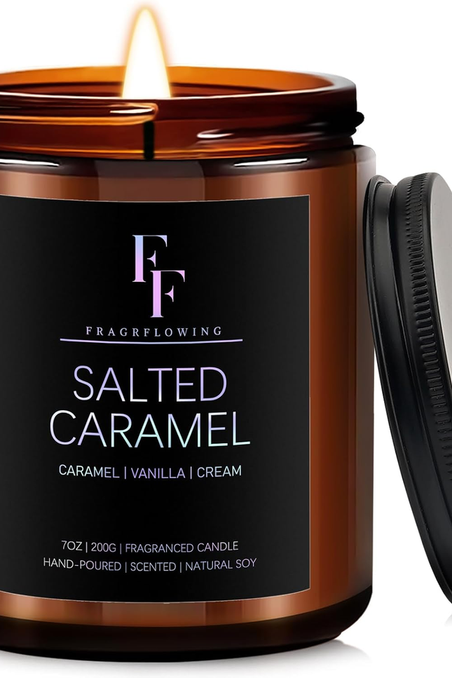 Salted Caramel Scented Candle for Home Soy Wax Candle, Aromatherapy Candle Gift 