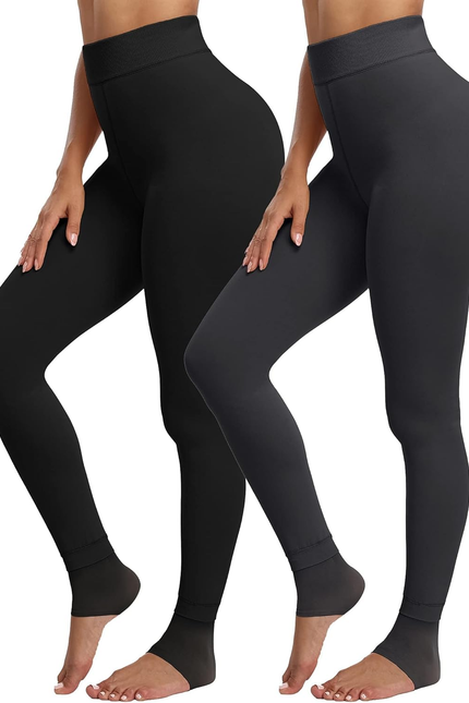 CHRLEISURE Women'S Fleece Lined Tights - Fake Sheer Warm Pantyhose Thick Winter 