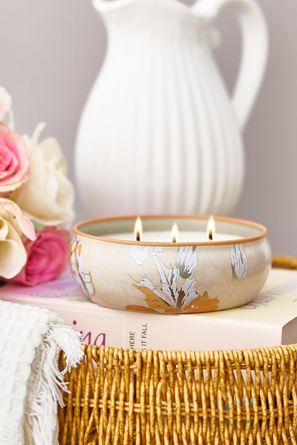 Peach Scented Candles 12Oz 40 Hour Long Lasting, 3 Wick Soy Candles for Home Sce