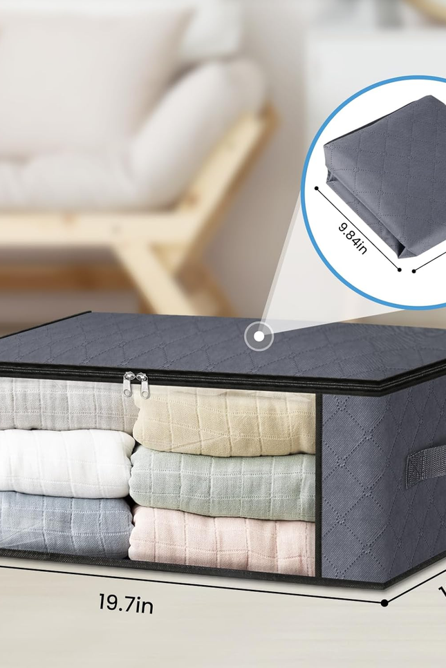 3-Pack Foldable Storage Bags – 35L Clothes, Bedding & Toy Organizer with Handles