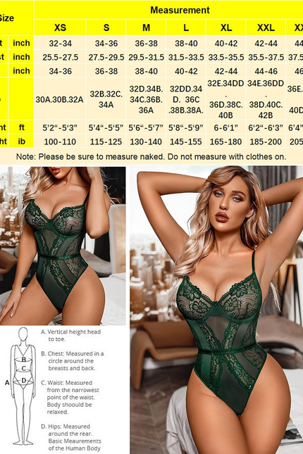 Women Lingerie Bodysuit Lace Teddy Snap Crotch One Piece Underwire Babydoll