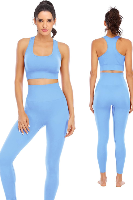 Workout Sets for Women 2 Piece High Waisted Seamless Leggings with Padded Stretc