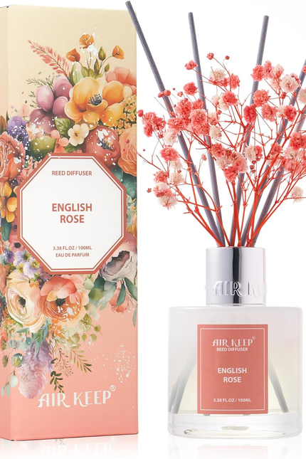 Reed Diffuser Set,3.38 Fl Oz (100 Ml) - Lavender Field Oil Diffusers with 8 Reed