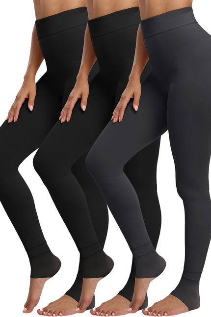 CHRLEISURE Women'S Fleece Lined Tights - Fake Sheer Warm Pantyhose Thick Winter 