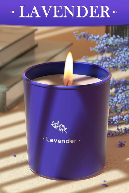 Lavender Candles for Home Scented, 8 Oz Scented Candles Present, Purple Jar Wax,