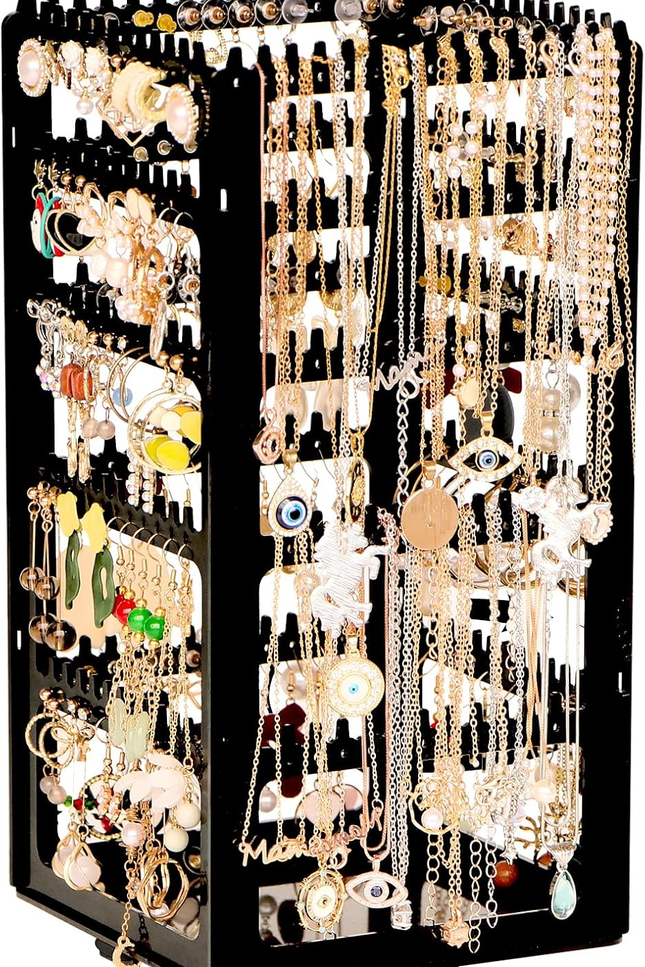 360 Rotating Earring Holder Organizer Stand,5 Tiers Acrylic Jewelry Organizers a