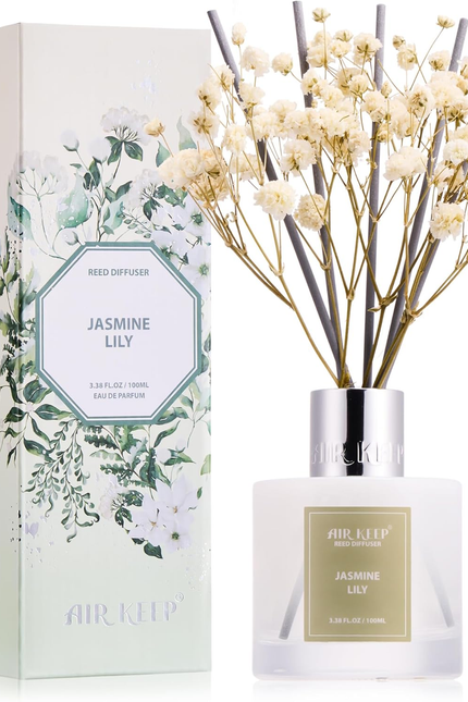 Airkeep Reed Diffuser Set,3.38 Fl Oz (100 Ml) - Clean Linen Oil Diffusers with 8