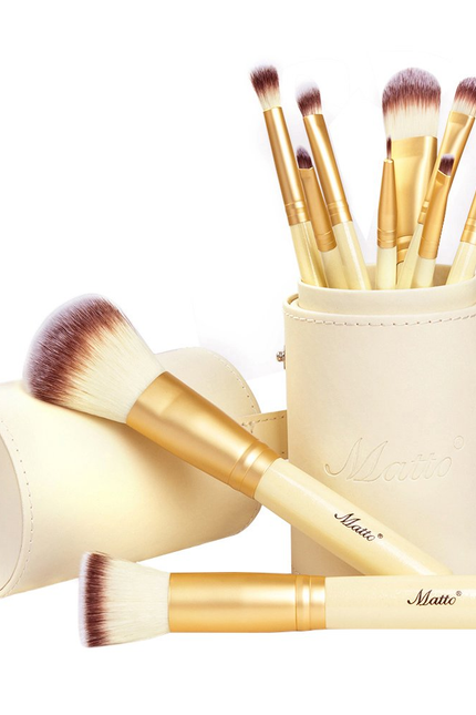 Matto Makeup Brushes 10-Piece Golden Makeup Brush Set with Foundation Powder Min