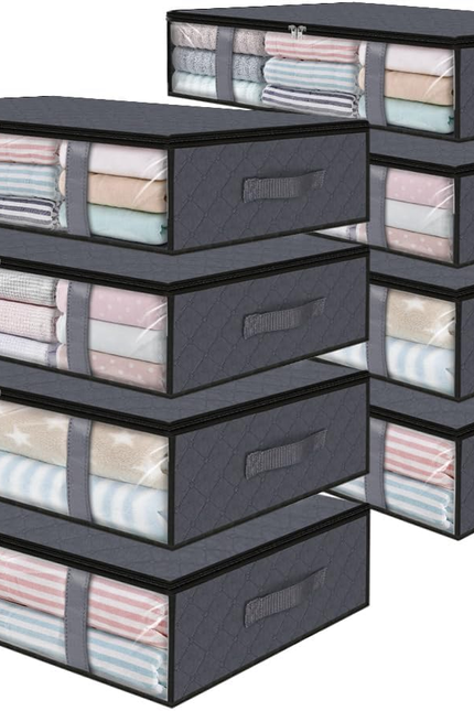 under Bed Storage Bins, 2-Pack 40L Foldable Fabric Storage Bags with Transparent