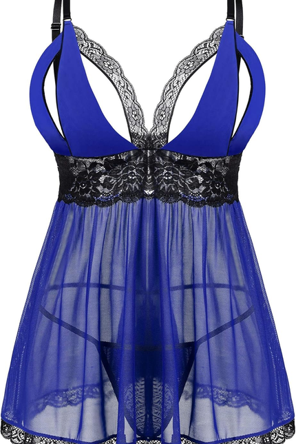 Women plus Size Lingerie Set Sexy Lace Babydoll Lingerie Dress Chemise Sleepwear