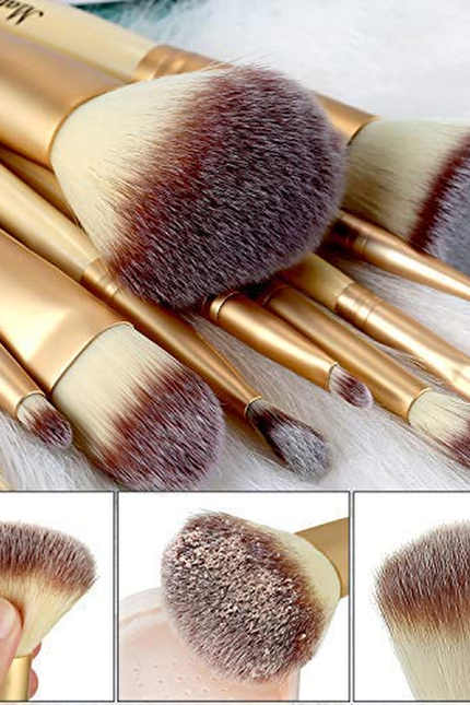 Matto Makeup Brushes 10-Piece Golden Makeup Brush Set with Foundation Powder Min