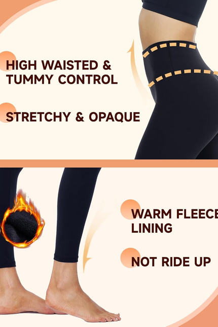 Nexiepoch Fleece Lined Leggings Women - High Waisted Winter Yoga Pants Tummy Con