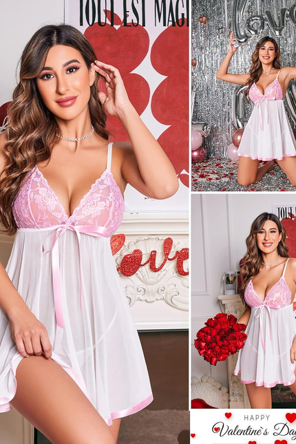 Women'S Lingerie Lace Babydoll Strap Chemise Mesh Sleepwear Outfits