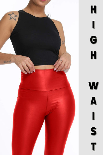 KIWI RATA High Waisted Faux Leather Leggings for Women Butt Lifting Stretchy PU 