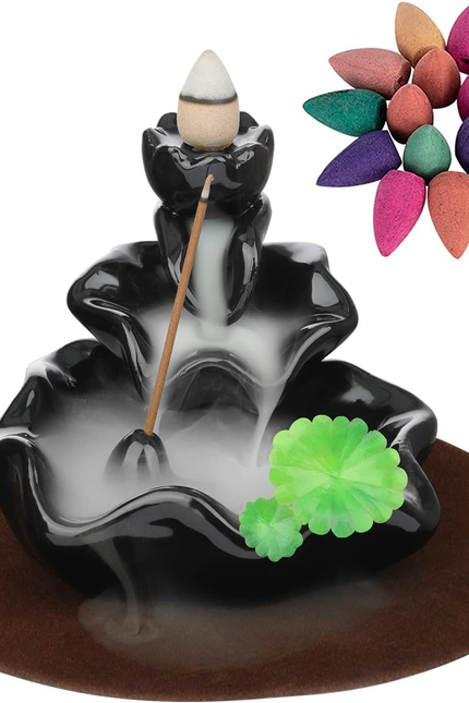 Waterfall Incense Holder Backflow Cone Ceramic Burner Handcrafted Porcelain Cens