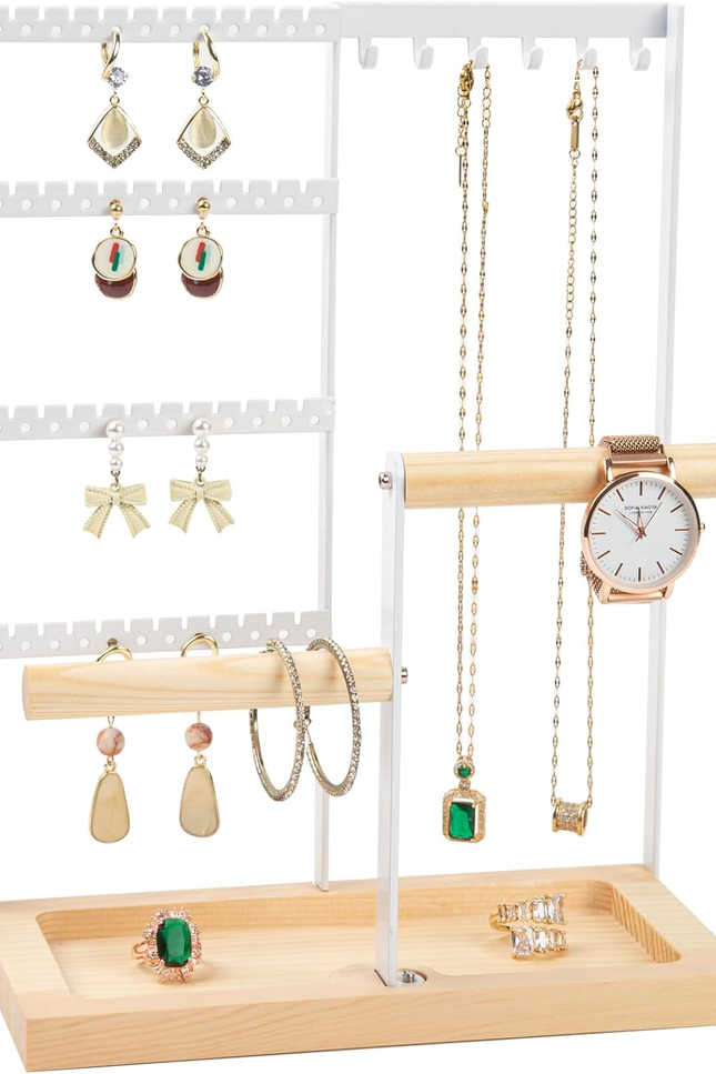 Jewelry Organizer Stand, Jewelry Holder, Lengnoy 4 Tier Earring Holder with 48 H