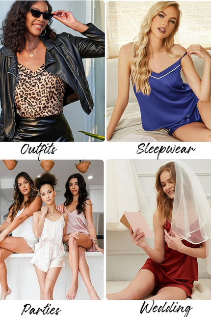 Pajamas for Women Set Silk Satin Pjs Sexy Lingerie Sleepwear Cami Shorts Set Sum