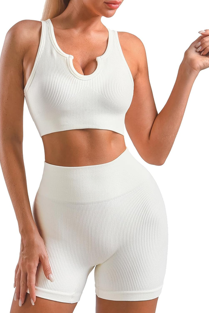 Women’S Yoga Outfits 2 Piece Set Workout Tracksuits Sports Bra High Waist Leggin