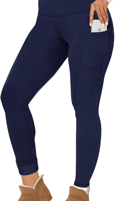 CAMPSNAIL Fleece Lined Leggings Women - Thick Soft High Waisted Black Tummy Cont