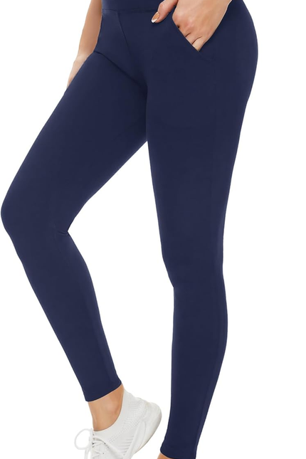 Leggings with Pockets for Women - High Waist Tummy Control Yoga Pants Running Gy