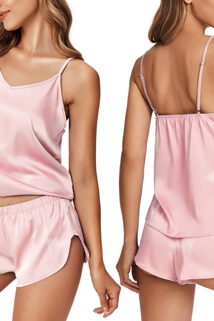 Silk Pjs for Women Satin Pajamas Set Lingerie Camisole Pajamas Cami Shorts Set N