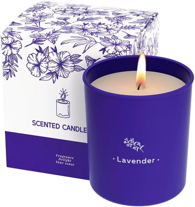 Lavender Candles for Home Scented, 8 Oz Scented Candles Present, Purple Jar Wax,