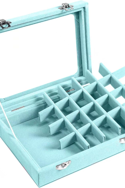 Jewelry Box 24 Grid Velvet Earrings Holder Tray Detachable Earring Case Jewelry 
