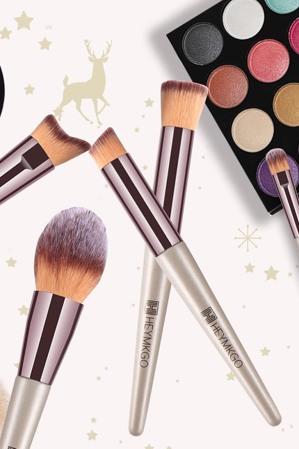Makeup Brushes Set, HEYMKGO Portable Makeup Brush Set Professional Champagne Gol