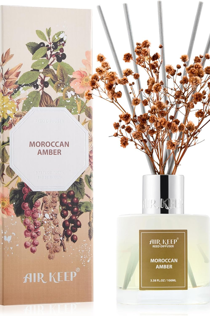 Airkeep Reed Diffuser Set,3.38 Fl Oz (100 Ml) - Clean Linen Oil Diffusers with 8