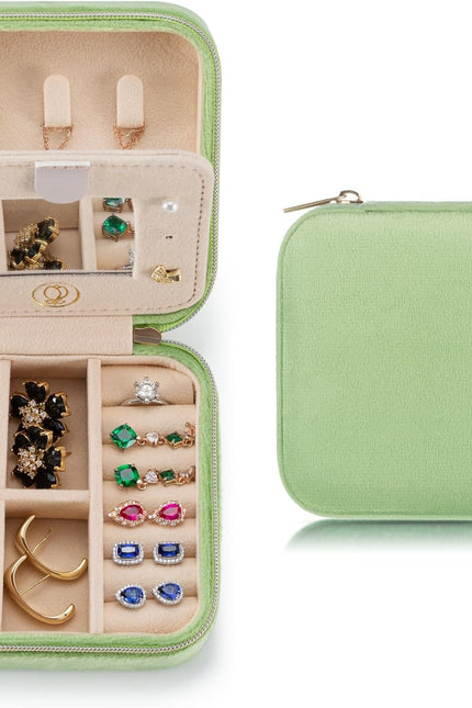 Plush Velvet Travel Jewelry Case Organizer, Small Travel Jewelry Box,Portable Je