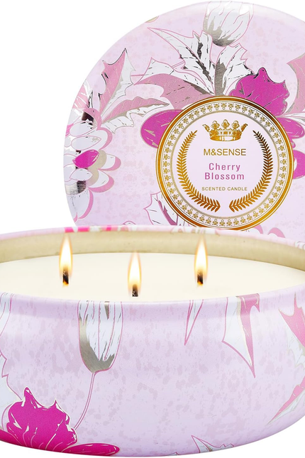 Peach Scented Candles 12Oz 40 Hour Long Lasting, 3 Wick Soy Candles for Home Sce