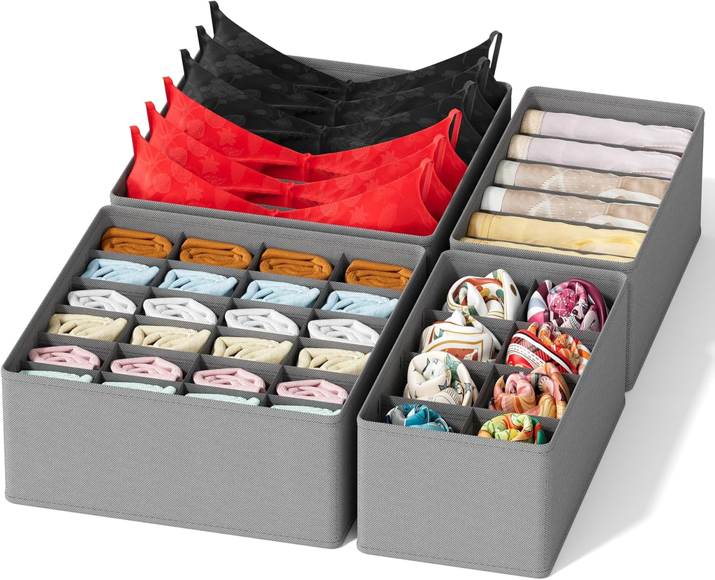 Sock Drawer Organizer Divider 3 Pack, 64 Cell Dresser Closet Nursery Underwear O