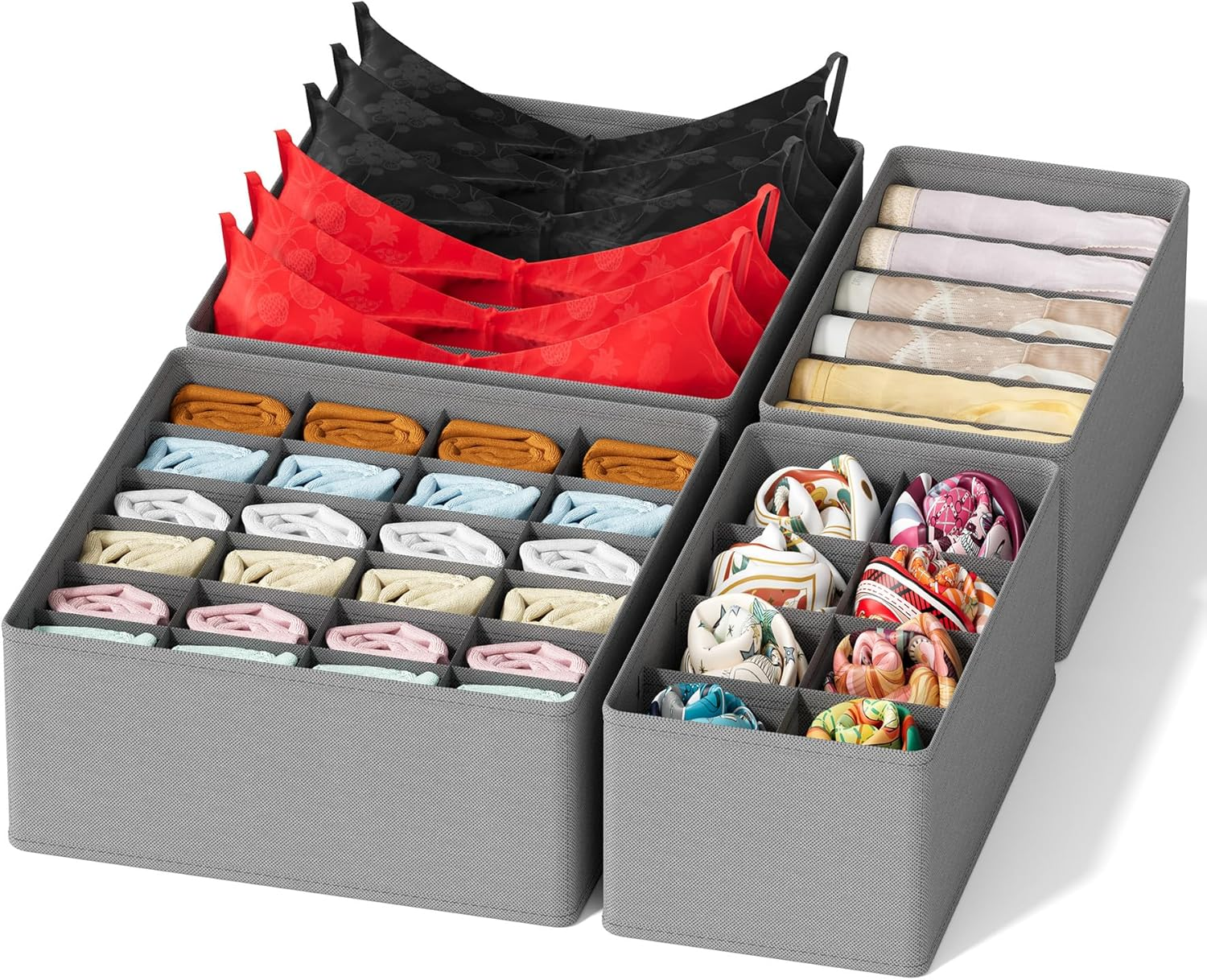 Sock Drawer Organizer Divider 3 Pack, 64 Cell Dresser Closet Nursery Underwear O