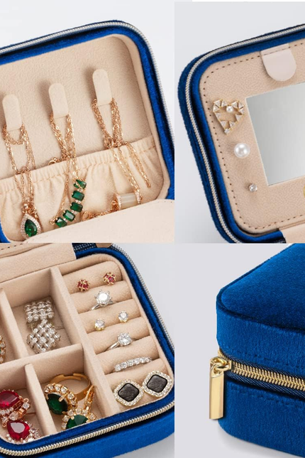 Plush Velvet Travel Jewelry Case, Travel Jewelry Organizer, Jewelry Travel Case,