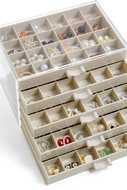 Earring Storage Box Organizer, Acrylic Jewelry Storage Box Holder 5 Drawers Tran