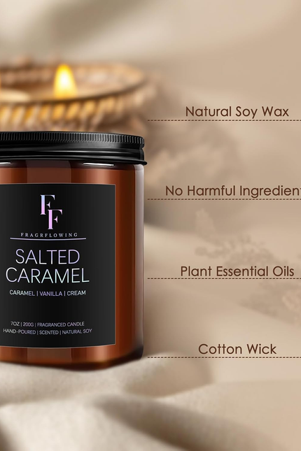 Salted Caramel Scented Candle for Home Soy Wax Candle, Aromatherapy Candle Gift 
