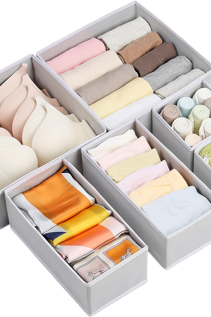 6 Pack Drawer Organizer for Clothes, Dresser Drawer Organizer Bins, Foldable Fab