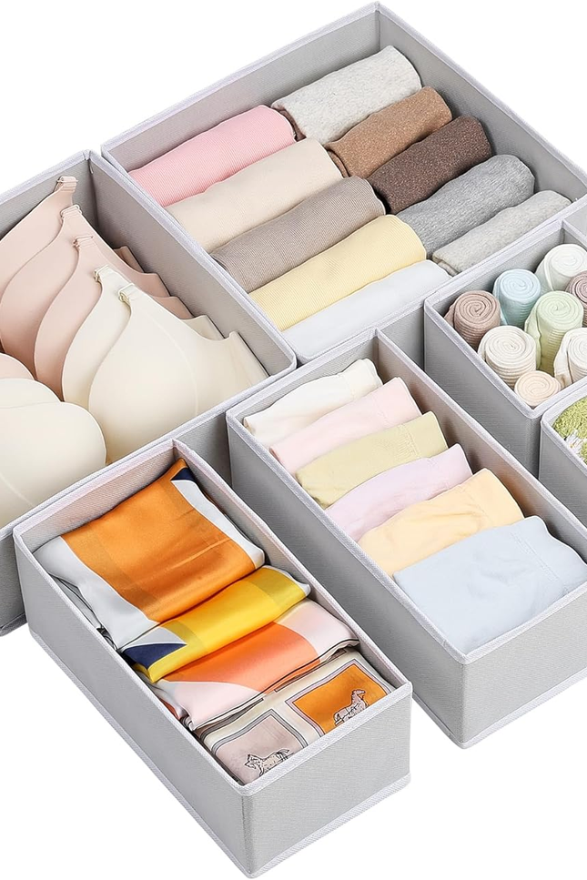 6 Pack Drawer Organizer for Clothes, Dresser Drawer Organizer Bins, Foldable Fab