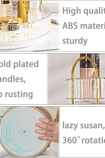 Rotating Makeup Organizer for Vanity, High-Capacity Skincare Perfume Storage, Ba