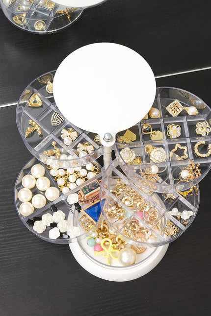 360 Degree Rotating Jewelry Box for Girls,Small Jewelry Organizer Box and Earrin