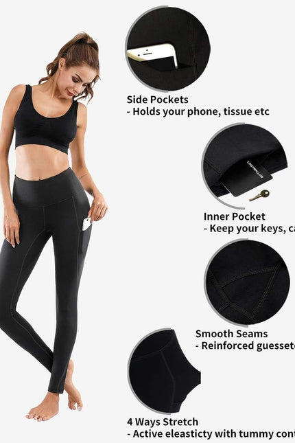 Lingswallow High Waist Yoga Pants - Yoga Pants with Pockets Tummy Control, 4 Way