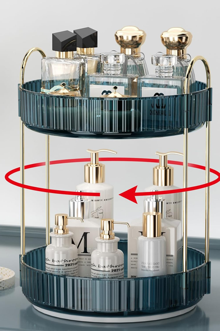 360 Rotating Makeup Organizer for Vanity, Bathroom Countertop Spinning Perfume O
